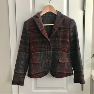 Theory Shamara lambswool blazer w leather patches